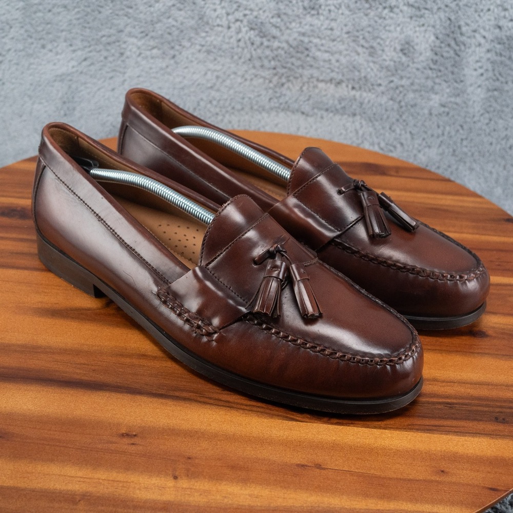 Johnston & Murphy 15-1096 Brown Sheepskin Leather Tassel Moc Loafer Mens 14